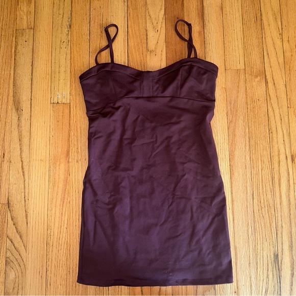 Free People Probably Should Bodycon Mini Dress in dark purple/brownish color - Picture 2 of 4